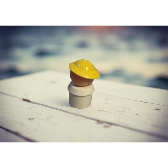 Vintage Toddler Tupperware 1985 Tupper Canoe White Shirt Figure Yellow Hat FP - Picture 2 of 12